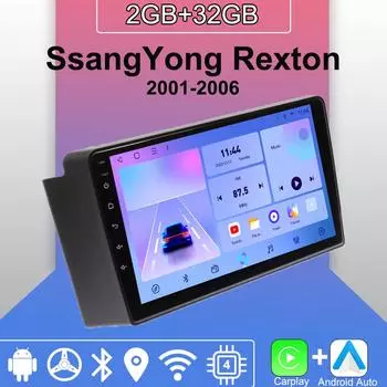 Android Carplay автомобильное радио для SsangYong Rexton 2001-2006 мультимедийный проигрыватель головное устройство стерео GPS навигация BT WIFI 2+32 ГБ 1+16GB