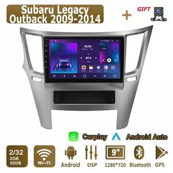 Android Carplay автомобильное радио для Subaru Legacy Outback 2009-2014 мультимедийный проигрыватель головное устройство стерео GPS навигация BT WIFI 2+32 ГБ 1+16GB
