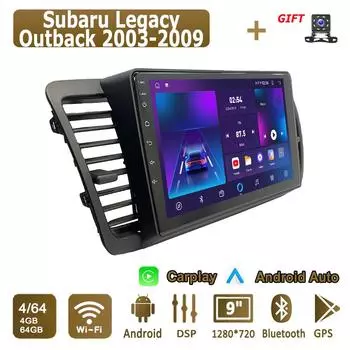 Android Carplay автомобильное радио для Subaru Legacy Outback 2003-2009 мультимедийный проигрыватель головное устройство стерео GPS навигация BT WIFI 4+64 ГБ 1+16GB