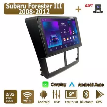 Android Carplay автомобильное радио для Subaru Forester III 2008-2012 мультимедийный проигрыватель головное устройство стерео GPS навигация BT WIFI 2+32 ГБ 1+16GB