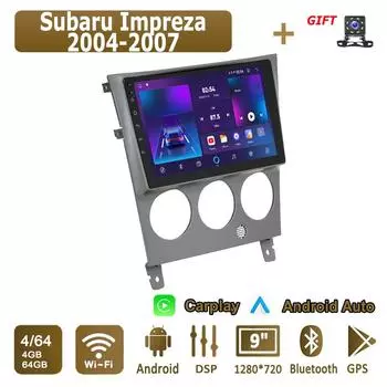 Android Carplay автомобильное радио для Subaru Impreza 2004-2007 мультимедийный проигрыватель головное устройство стерео GPS навигация BT WIFI 4+64 ГБ 1+16GB