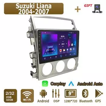 Android Carplay автомобильное радио для Suzuki Liana 2004-2007 мультимедийный проигрыватель головное устройство стерео GPS навигация BT WIFI 2+32 ГБ 1+16GB