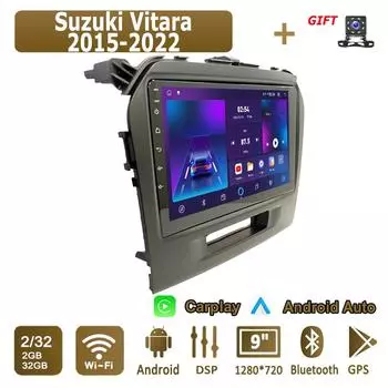 Android Carplay автомобильное радио для Suzuki Vitara 2015-2022 мультимедийный проигрыватель головное устройство стерео GPS навигация BT WIFI 2+32 ГБ 1+16GB