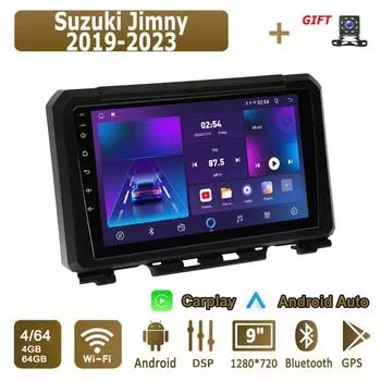 Android Carplay автомобильное радио для Suzuki Jimny 2019-2023 мультимедийный проигрыватель головное устройство стерео GPS навигация BT WIFI 4+64 ГБ 1+16GB