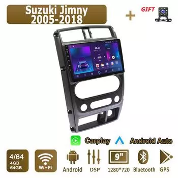 Android Carplay автомобильное радио для Suzuki Jimny 2005-2018 мультимедийный проигрыватель головное устройство стерео GPS навигация BT WIFI 4+64 ГБ 1+16GB