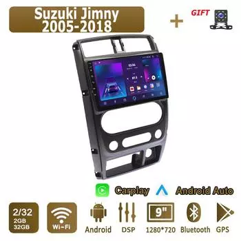 Android Carplay автомобильное радио для Suzuki Jimny 2005-2018 мультимедийный проигрыватель головное устройство стерео GPS навигация BT WIFI 2+32 ГБ 1+16GB
