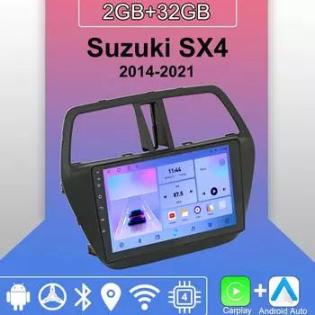 Android Carplay автомобильное радио для Suzuki SX4 2014-2021 мультимедийный проигрыватель головное устройство стерео GPS навигация BT WIFI 2+32 ГБ 1+16GB
