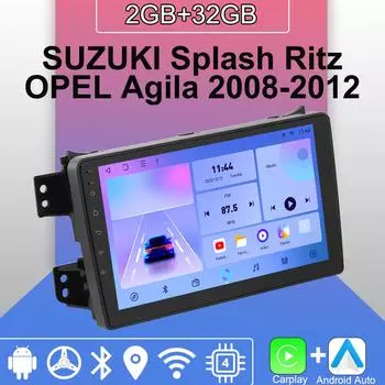 Android Carplay автомобильное радио для SUZUKI Splash Ritz OPEL Agila 2008-2012 мультимедийный проигрыватель головное устройство стерео GPS навигация BT WIFI 2+32 ГБ 1+16GB