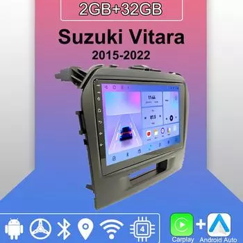 Android Carplay автомобильное радио для Suzuki Vitara 2015-2022 мультимедийный проигрыватель головное устройство стерео GPS навигация BT WIFI 2+32 ГБ 1+16GB