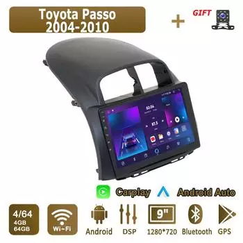 Android Carplay автомобильное радио для Toyota Passo 2004-2010 мультимедийный проигрыватель головное устройство стерео GPS навигация BT WIFI 4+64 ГБ 1+16GB