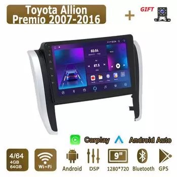 Android Carplay автомобильное радио для Toyota Allion Premio 2007-2016 мультимедийный проигрыватель головное устройство стерео GPS навигация BT WIFI 4+64 ГБ 1+16GB