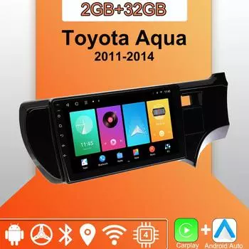 Android Carplay автомобильное радио для Toyota Aqua 2011-2014 мультимедийный проигрыватель головное устройство стерео GPS навигация BT WIFI 2+32 ГБ 1+16GB