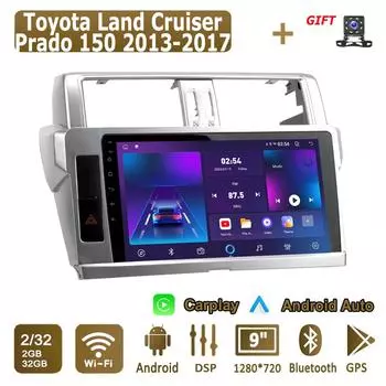 Android Carplay автомобильное радио для Toyota Land Cruiser Prado 150 2013-2017 мультимедийный проигрыватель головное устройство стерео GPS навигация BT WIFI 2+32 ГБ 1+16GB