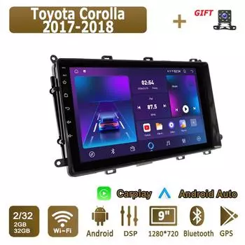 Android Carplay автомобильное радио для Toyota Corolla 2017-2018 мультимедийный проигрыватель головное устройство стерео GPS навигация BT WIFI 2+32 ГБ 1+16GB