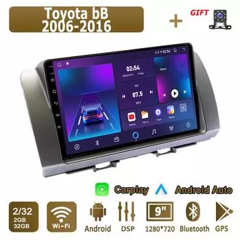 Android Carplay автомобильное радио для Toyota bB 2006-2016 мультимедийный проигрыватель головное устройство стерео GPS навигация BT WIFI 2+32 ГБ 1+16GB