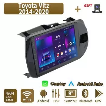 Android Carplay автомобильное радио для Toyota Vitz 2014-2020 мультимедийный проигрыватель головное устройство стерео GPS навигация BT WIFI 4+64 ГБ 1+16GB