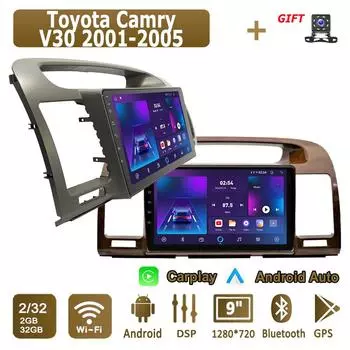 Android Carplay автомобильное радио для Toyota Camry V30 2001-2005 мультимедийный проигрыватель головное устройство стерео GPS навигация BT WIFI 2+32 ГБ 1+16GB серый