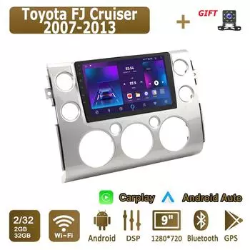 Android Carplay автомобильное радио для Toyota FJ Cruiser 2007-2013 мультимедийный проигрыватель головное устройство стерео GPS навигация BT WIFI 2+32 ГБ 1+16GB