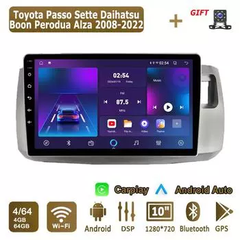 Android Carplay автомобильное радио для Toyota Passo Sette Daihatsu Boon 2008-2022 мультимедийный проигрыватель головное устройство стерео GPS навигация BT WIFI 4+64 ГБ 1+16GB