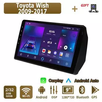 Android Carplay автомобильное радио для Toyota Wish 2009-2017 мультимедийный проигрыватель головное устройство стерео GPS навигация BT WIFI 2+32 ГБ 1+16GB