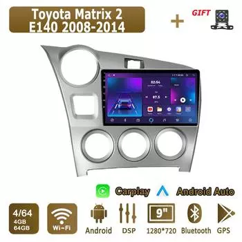 Android Carplay автомобильное радио для Toyota Matrix 2 E140 2008 - 2014 мультимедийный проигрыватель головное устройство стерео GPS навигация BT WIFI 4+64 ГБ 1+16GB