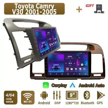 Android Carplay автомобильное радио для Toyota Camry V30 2001-2005 мультимедийный проигрыватель головное устройство стерео GPS навигация BT WIFI 4+64 ГБ 1+16GB