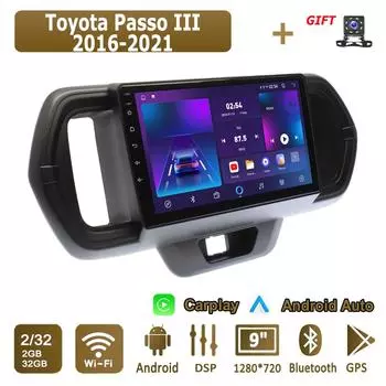 Android Carplay автомобильное радио для Toyota Passo III 2016-2021 мультимедийный проигрыватель головное устройство стерео GPS навигация BT WIFI 2+32 ГБ 1+16GB
