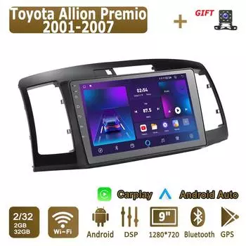 Android Carplay автомобильное радио для Toyota Allion Premio 2001-2007 мультимедийный проигрыватель головное устройство стерео GPS навигация BT WIFI 2+32 ГБ 1+16GB