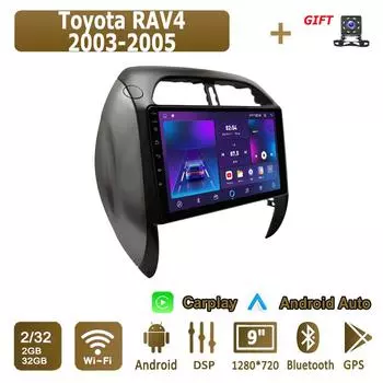 Android Carplay автомобильное радио для Toyota RAV4 2003-2005 мультимедийный проигрыватель головное устройство стерео GPS навигация BT WIFI 2+32 ГБ 1+16GB