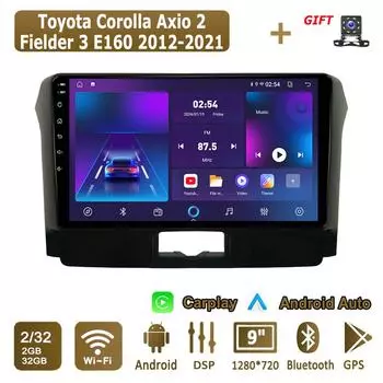 Android Carplay автомобильное радио для Toyota Corolla Axio 2 Fielder 3 2012-2021 мультимедийный проигрыватель головное устройство стерео GPS навигация BT WIFI 2+32 ГБ 1+16GB