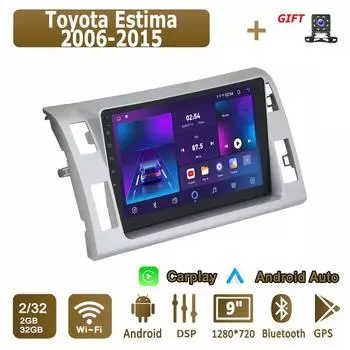 Android Carplay автомобильное радио для Toyota Estima 2006-2015 мультимедийный проигрыватель головное устройство стерео GPS навигация BT WIFI 2+32 ГБ 1+16GB