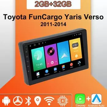 Android Carplay автомобильное радио для Toyota FunCargo Yaris Verso 1999-2006 мультимедийный проигрыватель головное устройство стерео GPS навигация BT WIFI 2+32 ГБ 1+16GB