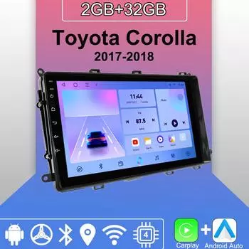 Android Carplay автомобильное радио для Toyota Corolla 2017-2018 мультимедийный проигрыватель головное устройство стерео GPS навигация BT WIFI 2+32 ГБ 1+16GB