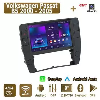 Android Carplay автомобильное радио для Volkswagen Passat B5 2000 - 2005 мультимедийный проигрыватель головное устройство стерео GPS навигация BT WIFI 4+64 ГБ 1+16GB