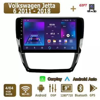 Android Carplay автомобильное радио для Volkswagen Jetta 6 2011 - 2018 мультимедийный проигрыватель головное устройство стерео GPS навигация BT WIFI 4+64 ГБ 1+16GB