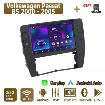 Android Carplay автомобильное радио для Volkswagen Passat B5 2000 - 2005 мультимедийный проигрыватель головное устройство стерео GPS навигация BT WIFI 2+32 ГБ 1+16GB