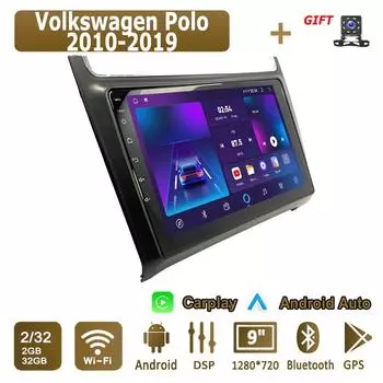 Android Carplay автомобильное радио для Volkswagen Polo 2010-2019 мультимедийный проигрыватель головное устройство стерео GPS навигация BT WIFI 2+32 ГБ 1+16GB