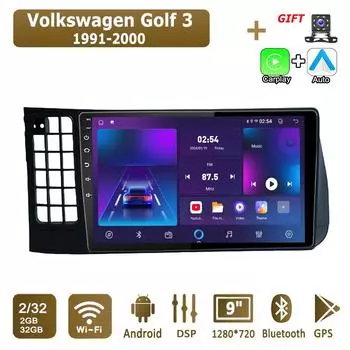 Android Carplay автомобильное радио для Volkswagen Golf 3 1991-2000 мультимедийный проигрыватель головное устройство стерео GPS навигация BT WIFI 2+32 ГБ 1+16GB