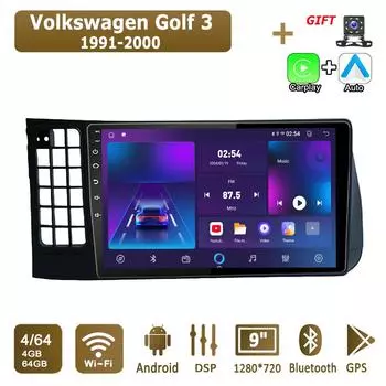 Android Carplay автомобильное радио для Volkswagen Golf 3 1991-2000 мультимедийный проигрыватель головное устройство стерео GPS навигация BT WIFI 4+64 ГБ 1+16GB