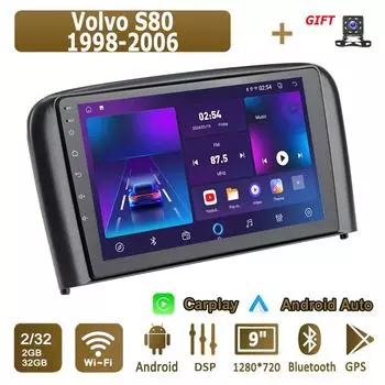 Android Carplay автомобильное радио для Volvo S80 1998-2006 мультимедийный проигрыватель головное устройство стерео GPS навигация BT WIFI 2+32 ГБ 1+16GB