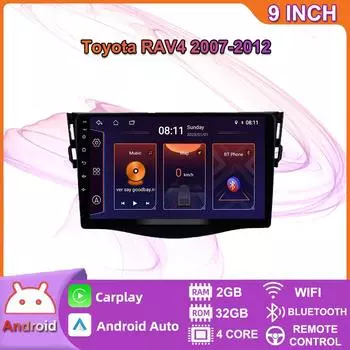 Android Carplay автомобильный радио мультимидиальный видеоплеер навигация GPS для Toyota RAV4 2007-2012 2din головное устройство 2 + 32 ГБ 2+32GB