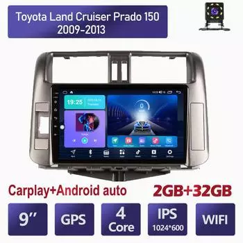 Android Carplay автомобильный радио мультимидиальный видеоплеер навигация GPS для Toyota Land Cruiser Prado 150 2009-2013 2din головное устройство 2 + 32 ГБ 1+16GB