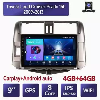 Android Carplay автомобильный радио мультимидиальный видеоплеер навигация GPS для Toyota Land Cruiser Prado 150 2009-2013 2din головное устройство 4 + 64 ГБ 2+32GB