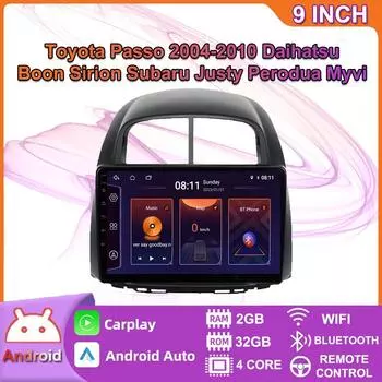 Android Carplay автомобильный радио мультимидиальный видеоплеер навигация GPS для Toyota Passo 2004-2010 2din головное устройство 2 + 32 ГБ 2+32GB