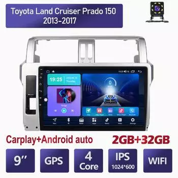 Android Carplay автомобильный радио мультимидиальный видеоплеер навигация GPS для Toyota Land Cruiser Prado 150 2013-2017 2din головное устройство 2 + 32 ГБ 1+16GB