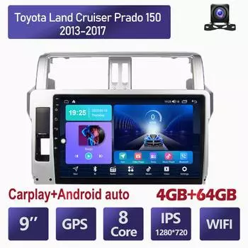 Android Carplay автомобильный радио мультимидиальный видеоплеер навигация GPS для Toyota Land Cruiser Prado 150 2013-2017 2din головное устройство 4 + 64 ГБ 2+32GB