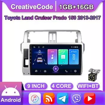Android Carplay автомобильный радио мультимидиальный видеоплеер навигация GPS для Toyota Land Cruiser Prado 150 2013-2017 2din головное устройство 1 + 16 ГБ 1+16GB
