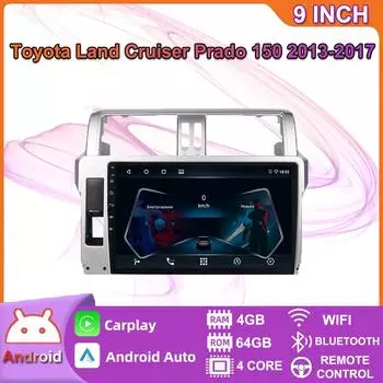 Android Carplay автомобильный радио мультимидиальный видеоплеер навигация GPS для Toyota Land Cruiser Prado 150 2013-2017 2din головное устройство 4 + 64 ГБ 2+32GB