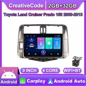 Android Carplay автомобильный радио мультимидиальный видеоплеер навигация GPS для Toyota Land Cruiser Prado 150 2009-2013 2din головное устройство 2 + 32 ГБ 1+16GB