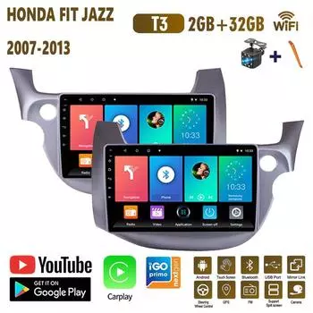 Android Carplay для HONDA FIT JAZZ 2007-2013 Автомобильный радиоприемник Мультимедийный видеоплеер GPS-навигация WIFI 2 + 32 ГБ 1+16GB,A